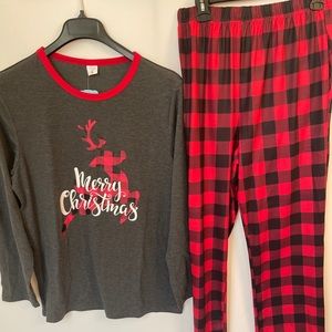 IFFEI Matching Family Merry Christmas Reindeer With Plaid Bottoms Men’s